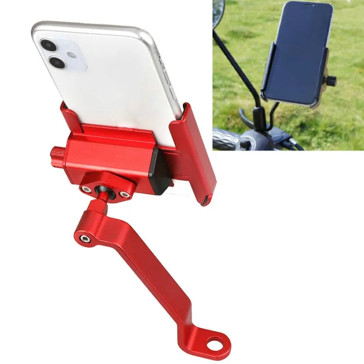 CYCLINGBOX Aluminum Alloy Mobile Phone Holder Bicycle Riding Takeaway Rotatable Metal Mobile Phone Bracket, Style:Rearview Mirror Installation(Red)