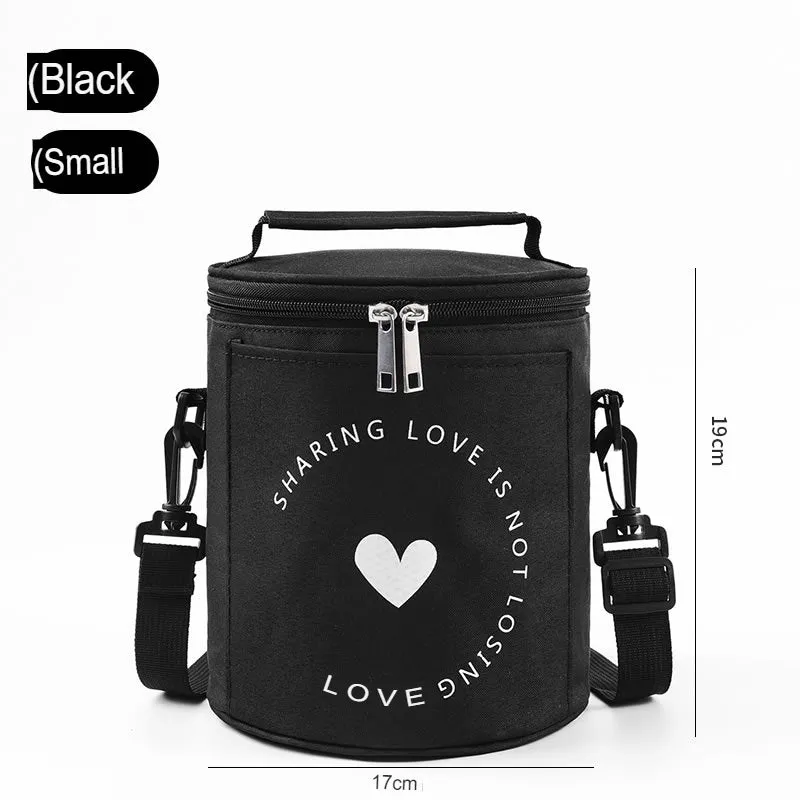 Cylindrical Insulated Lunch Box Bag, Large Aluminum Foil Portable Round Lunch Box Bag, Insulated Lunch Bag For Work