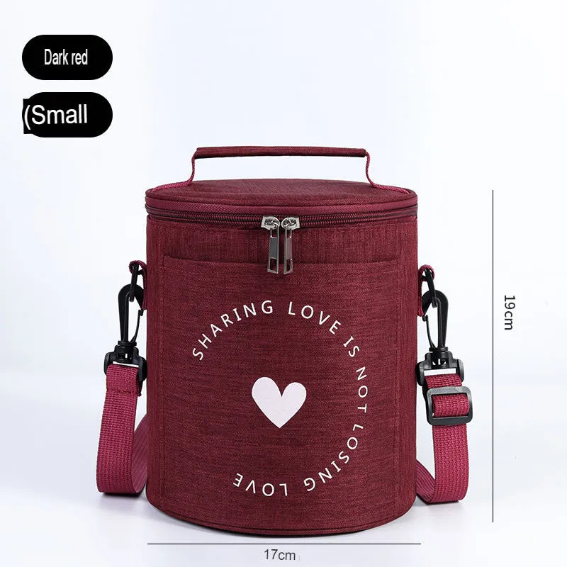 Cylindrical Insulated Lunch Box Bag, Large Aluminum Foil Portable Round Lunch Box Bag, Insulated Lunch Bag For Work