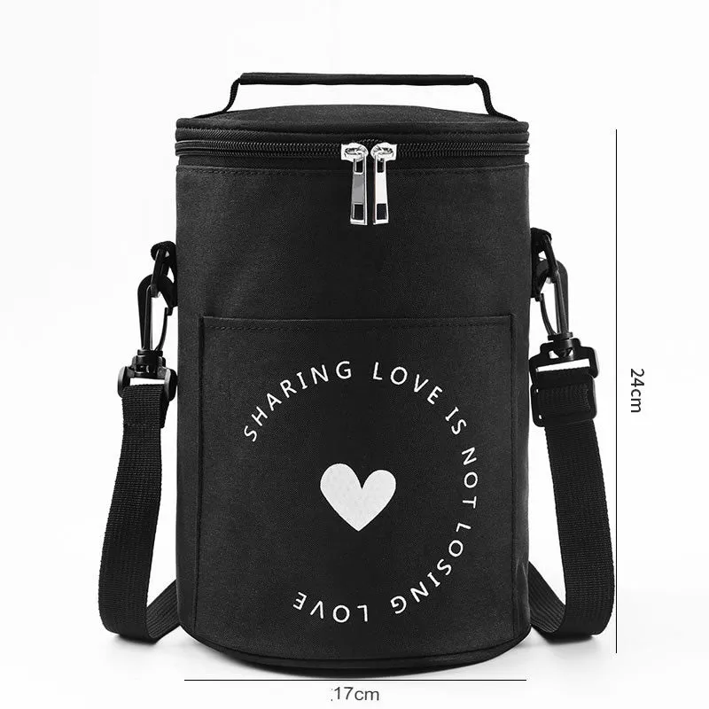 Cylindrical Insulated Lunch Box Bag, Large Aluminum Foil Portable Round Lunch Box Bag, Insulated Lunch Bag For Work