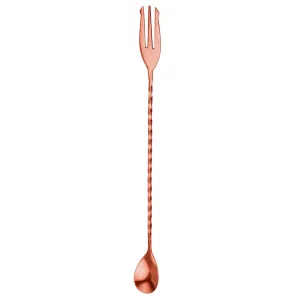 CZ551 Beaumont Mezclar Cocktail Spoon With Fork Copper