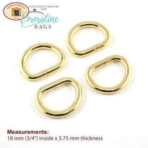 D-Rings - Gold - 3/4" (18mm)