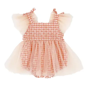 DAISY Checkered Tulle Romper