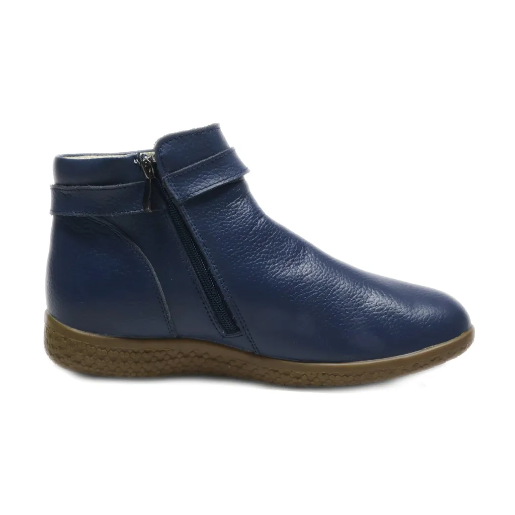 Damart Ankle Boots Leather Blue Colour For Women