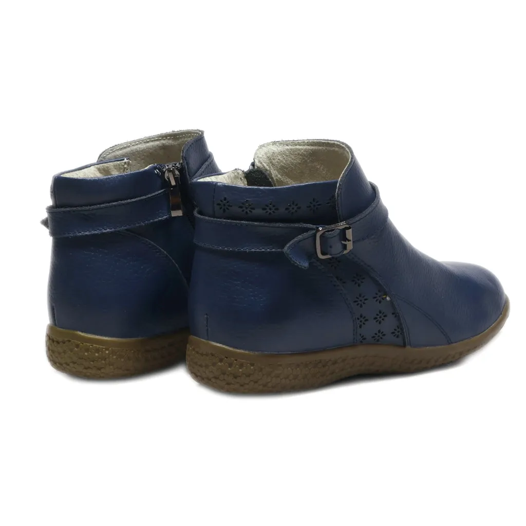 Damart Ankle Boots Leather Blue Colour For Women