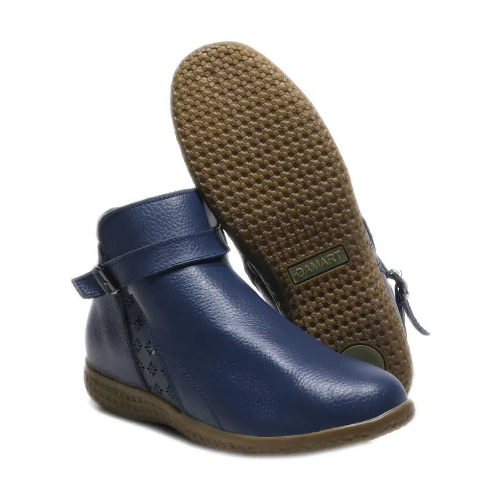 Damart Ankle Boots Leather Blue Colour For Women
