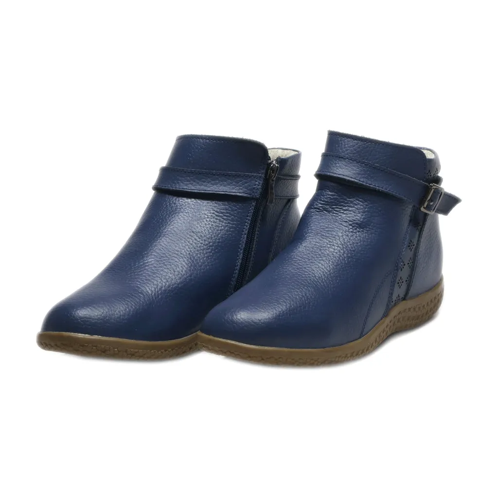 Damart Ankle Boots Leather Blue Colour For Women