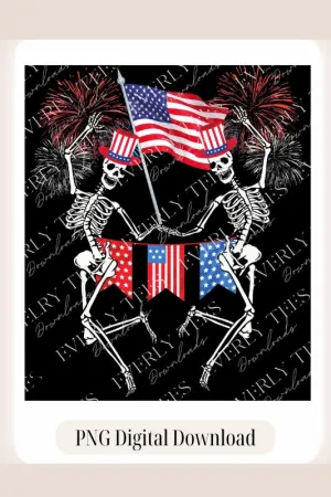 Dancing Skeletons July 4th Design PNG Download