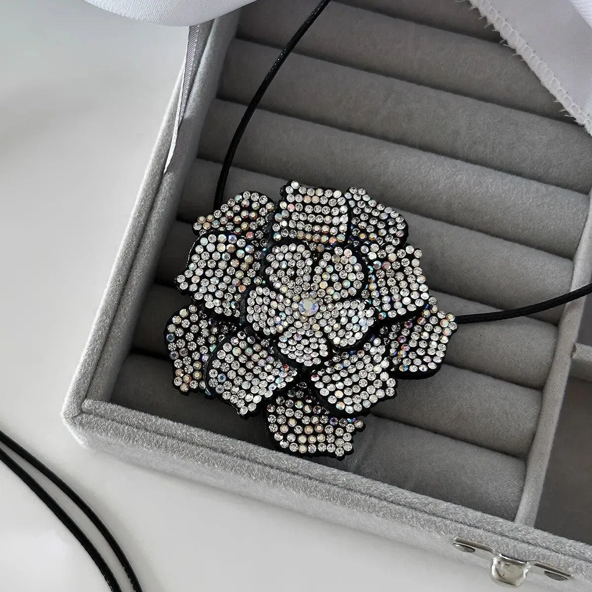 Danette Rhinestone Flower Necklace