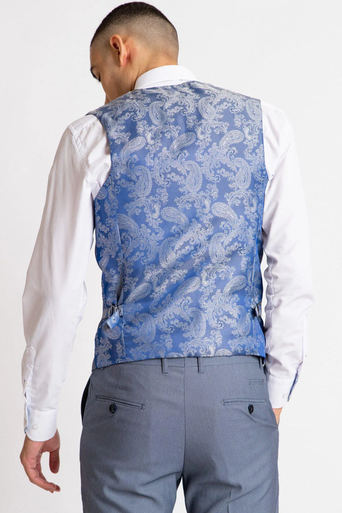 DANNY - Blue Grey Single Breasted Waistcoat