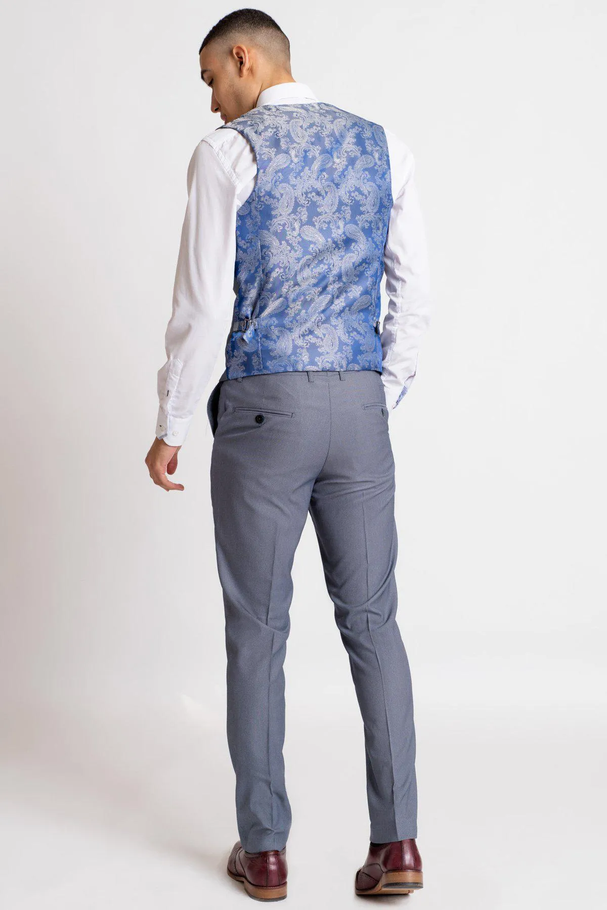 DANNY - Blue Grey Single Breasted Waistcoat