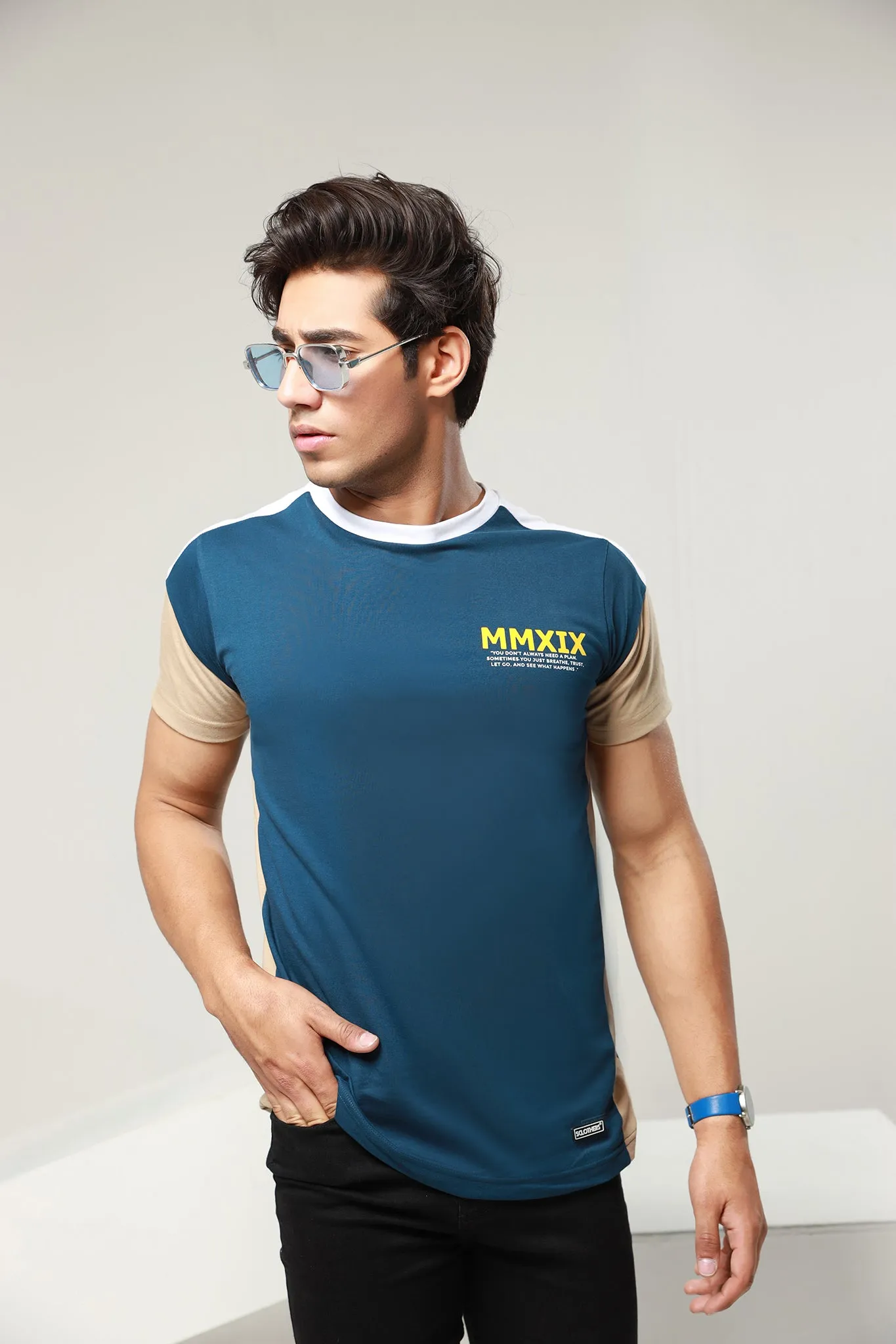 Dark Blue Block T-Shirt - P21 - MT0088R