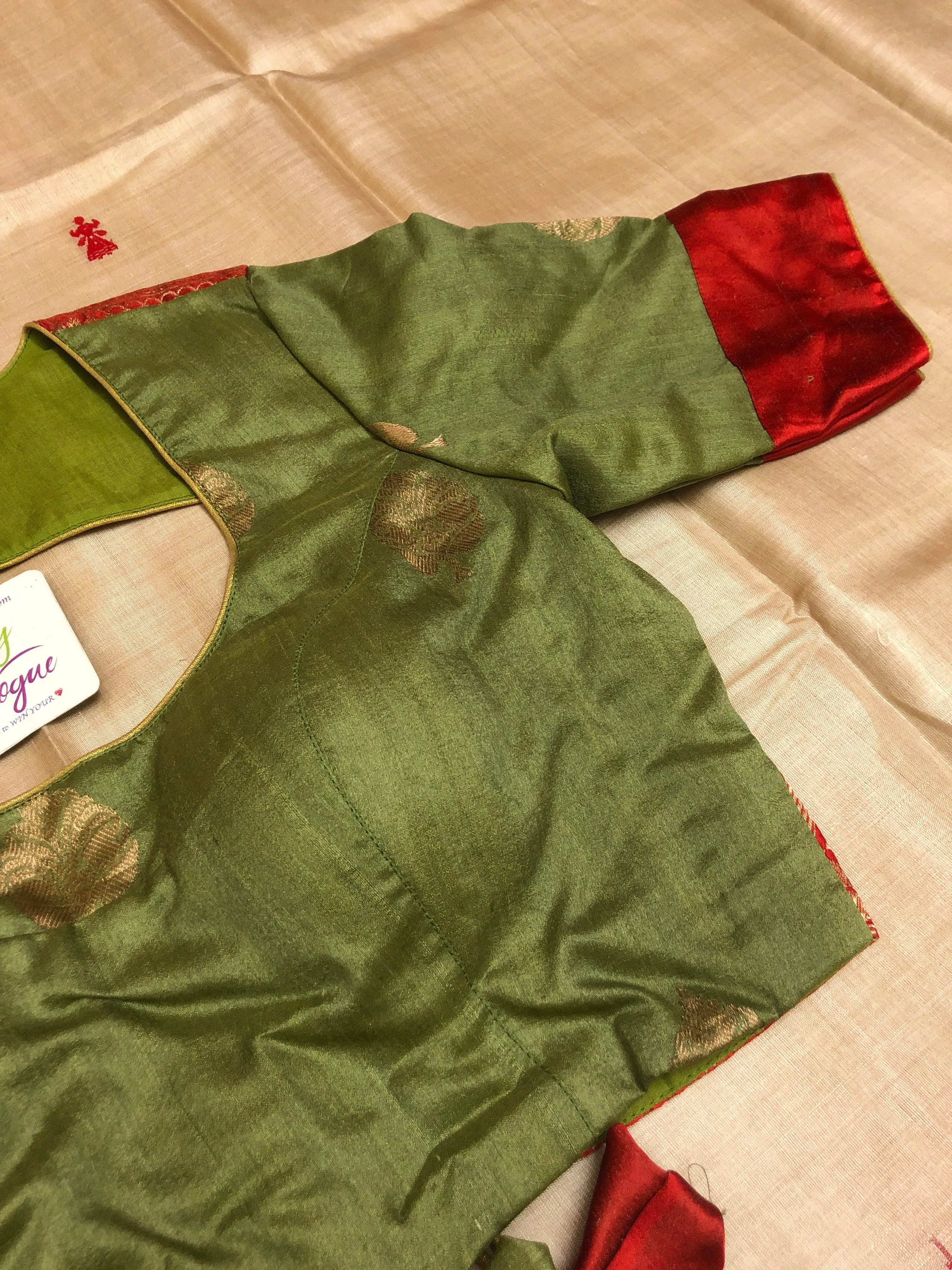 Dark Green Color Designer Pure Tussar Banarasi Blouse