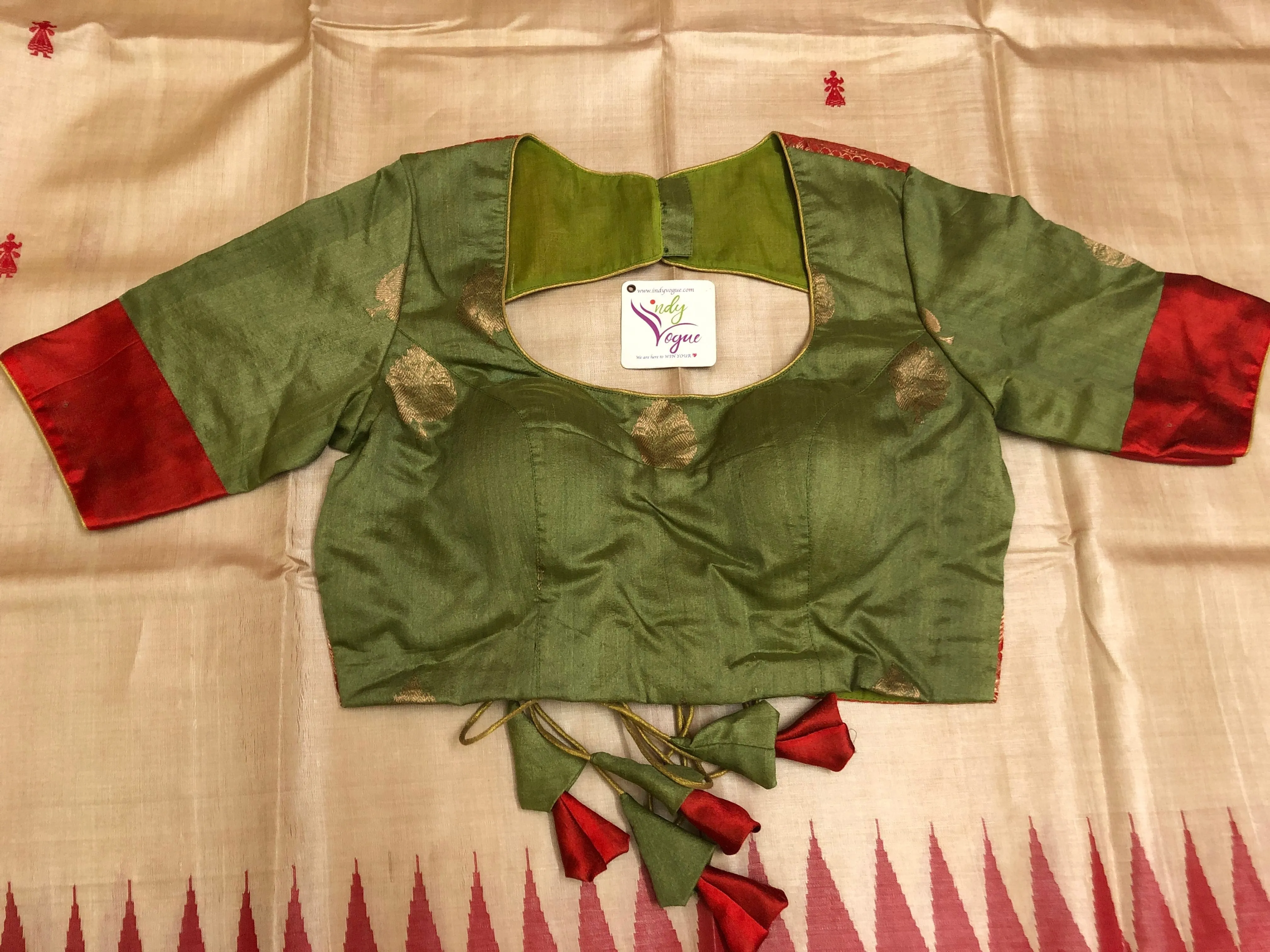 Dark Green Color Designer Pure Tussar Banarasi Blouse