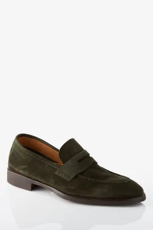 David August Suede Penny Loafer in Loden Green