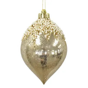 David Christophers Pearl Icing Ornament Finial 6":-Lt Gold