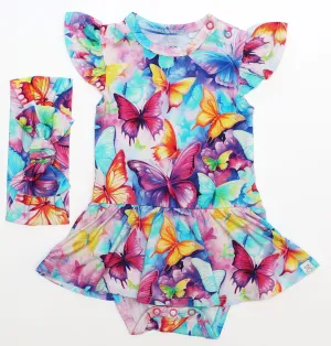 Day Dreams Brilliant Butterflies - Twirl Skirt Bodysuit