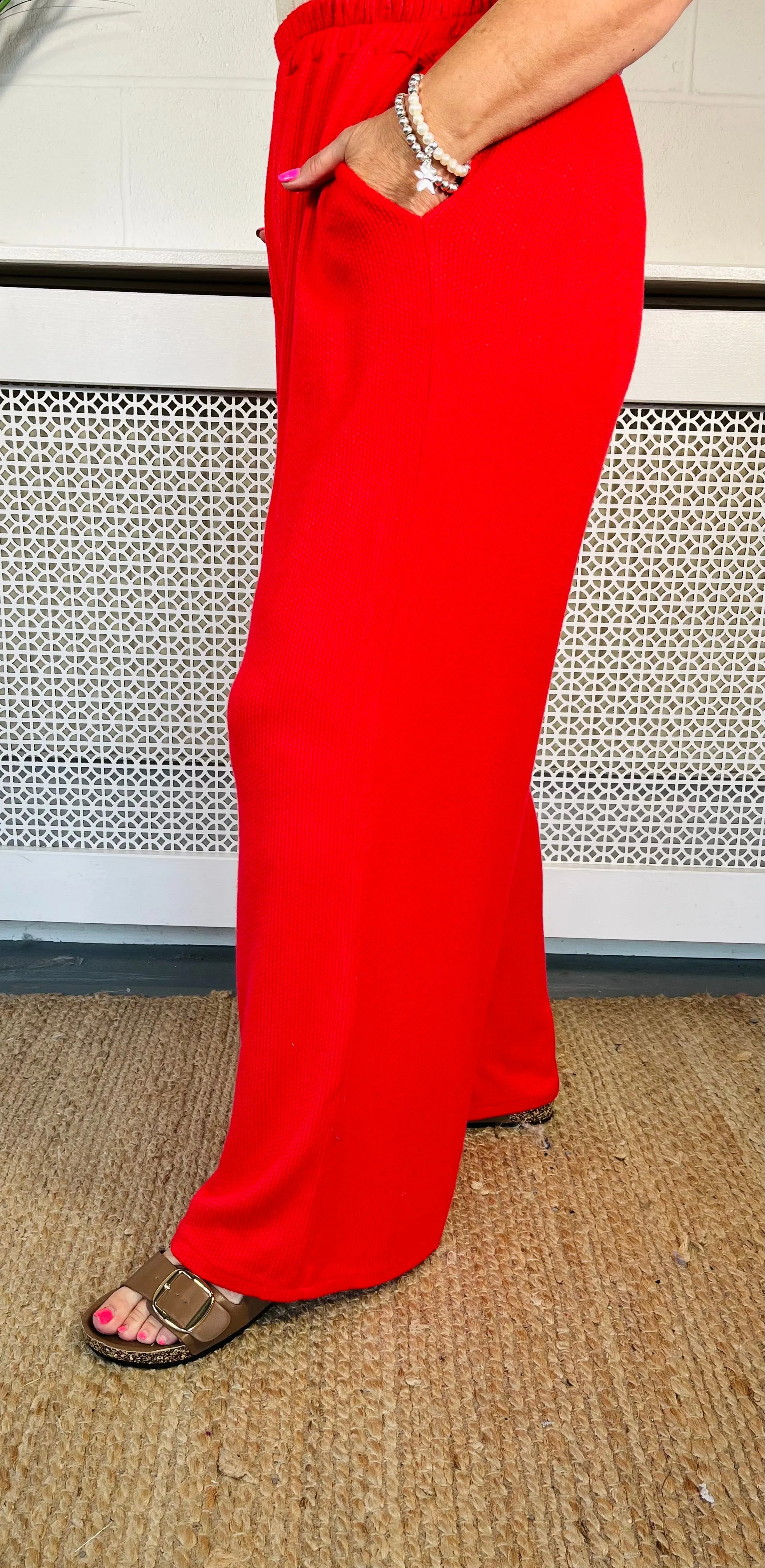 Dayton Casual Button Trousers - Red