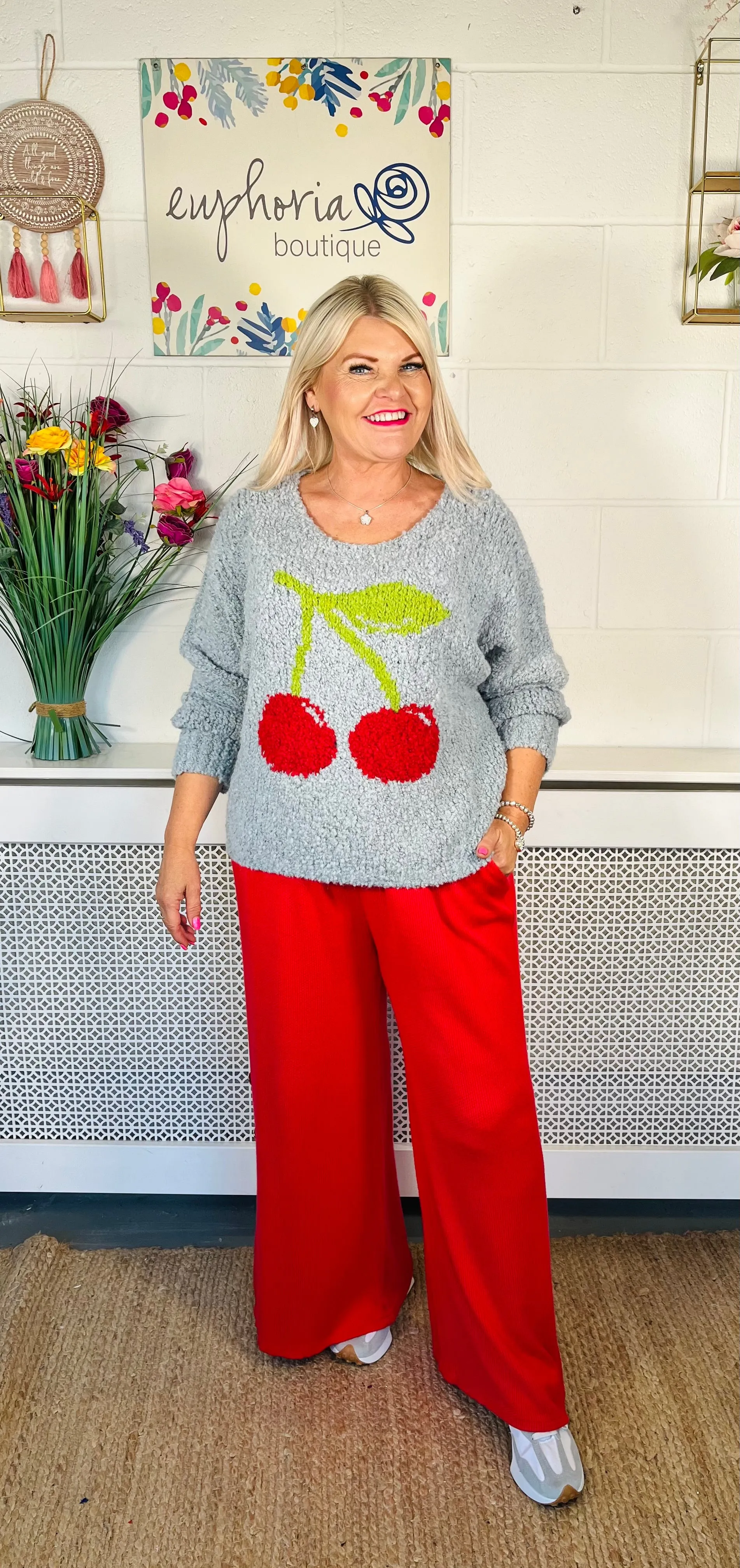 Dayton Casual Button Trousers - Red