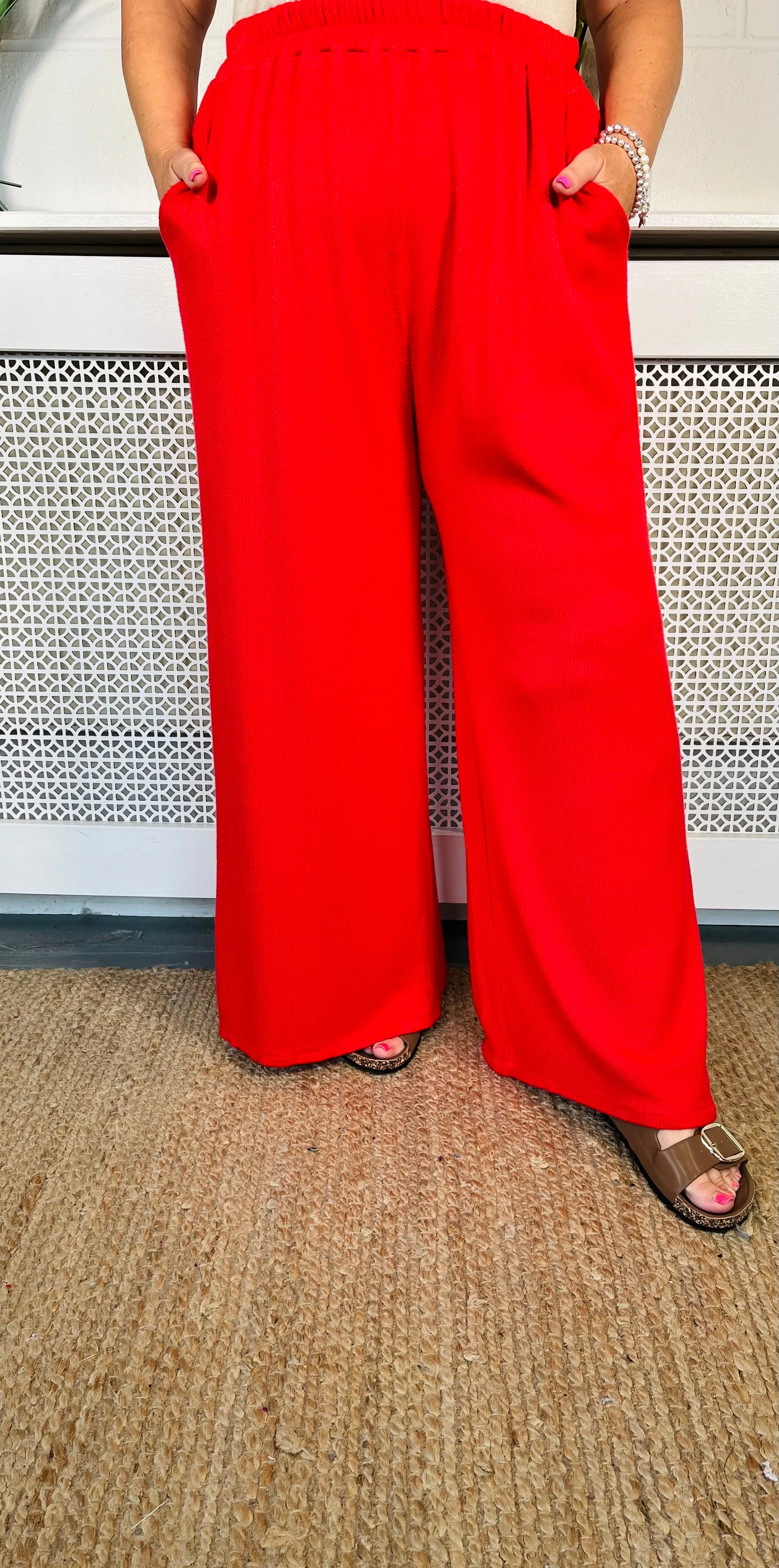 Dayton Casual Button Trousers - Red