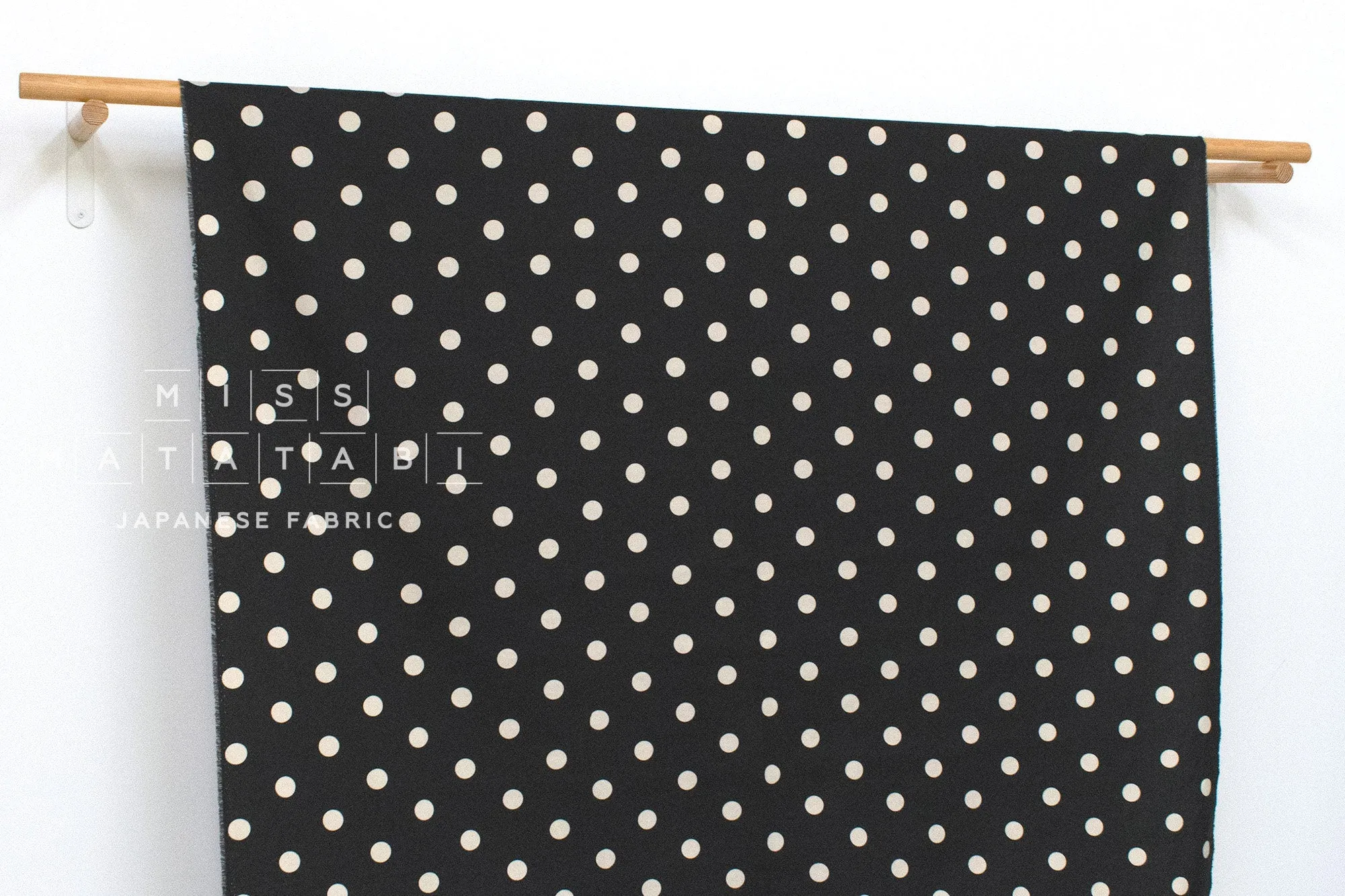 DEADSTOCK Polka Dots Brushed Cotton - black, cream