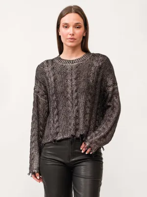 Dear John Kris Cable Knit Sweater - Gunmetal