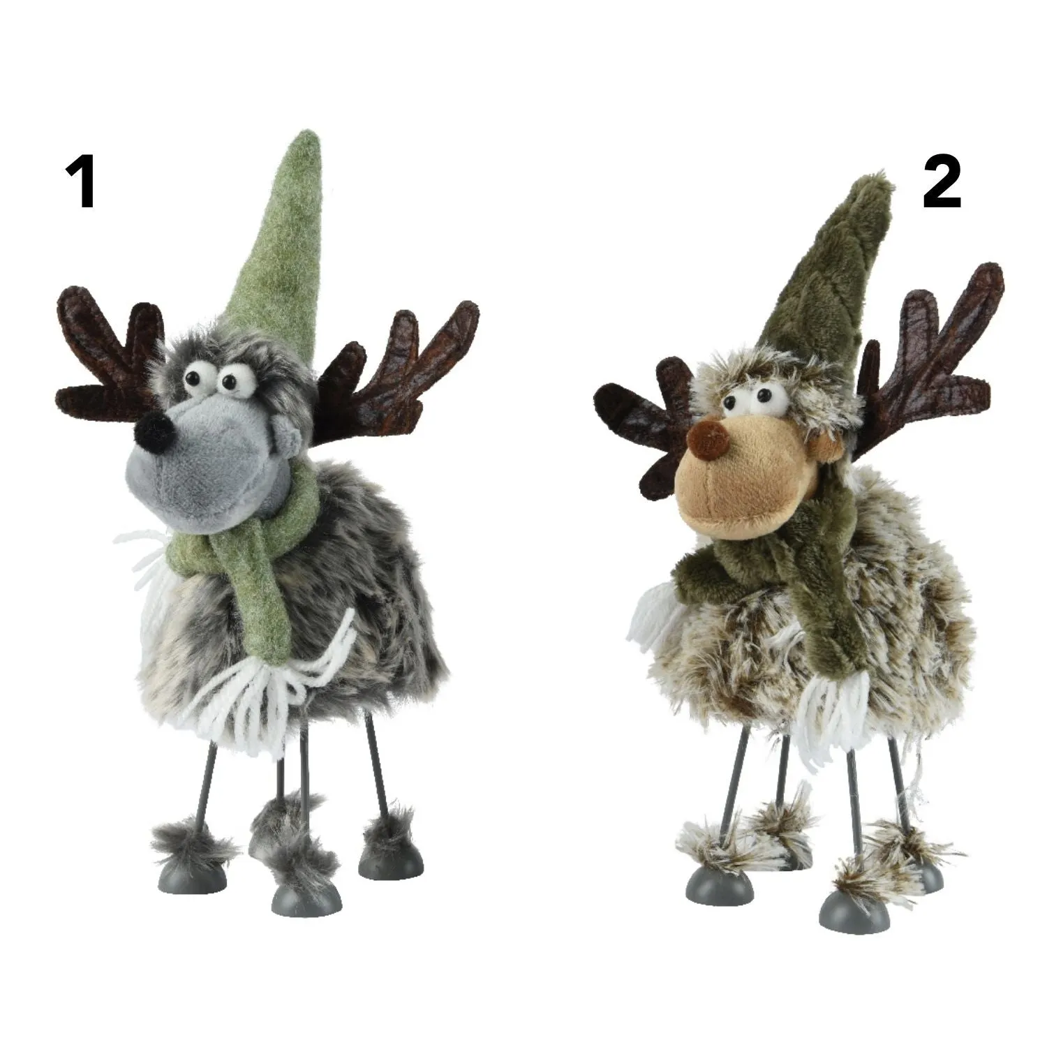 Decoris 26cm Fuzzy Reindeer With Hats & Scarves