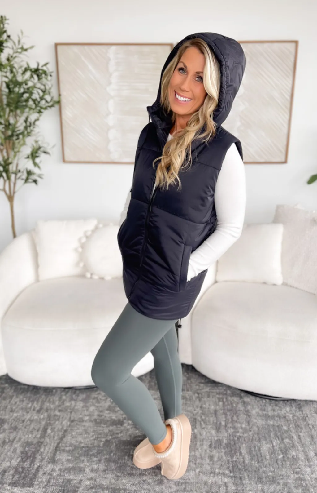 Delaney Long Padded Hooded Vest
