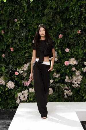 Delaney Straight Wide Leg Wool Cotton Floor Length Pants