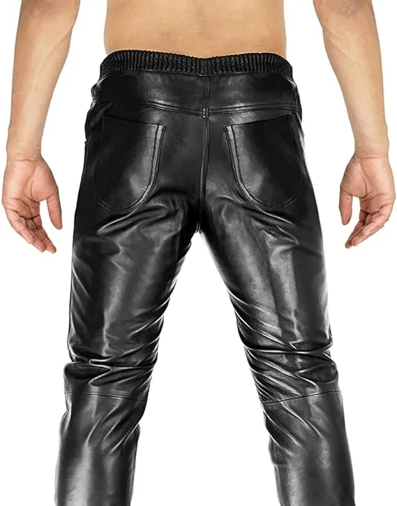 Delara Men's Green Faux Leather Pants