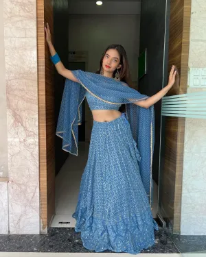Designer Blue Georgette lehenga Choli For Women