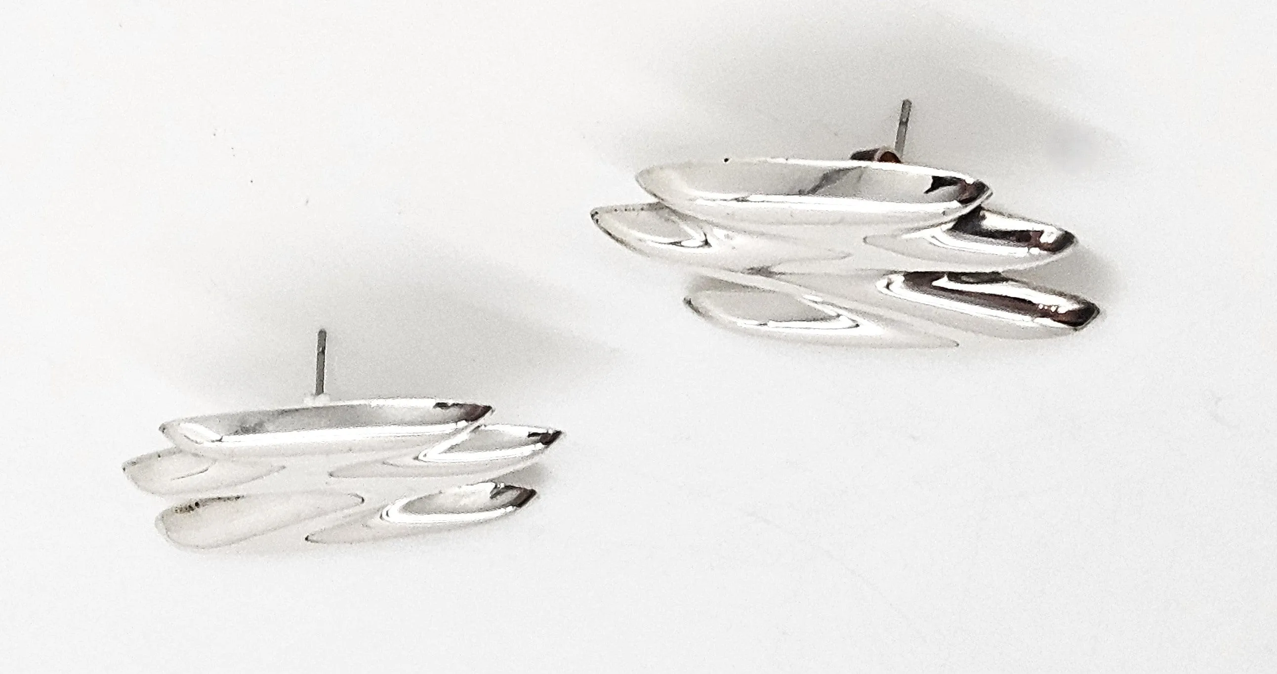 Designer Joe Clift Sterling Silver Large Modernist Earrings Circa 1960/70's