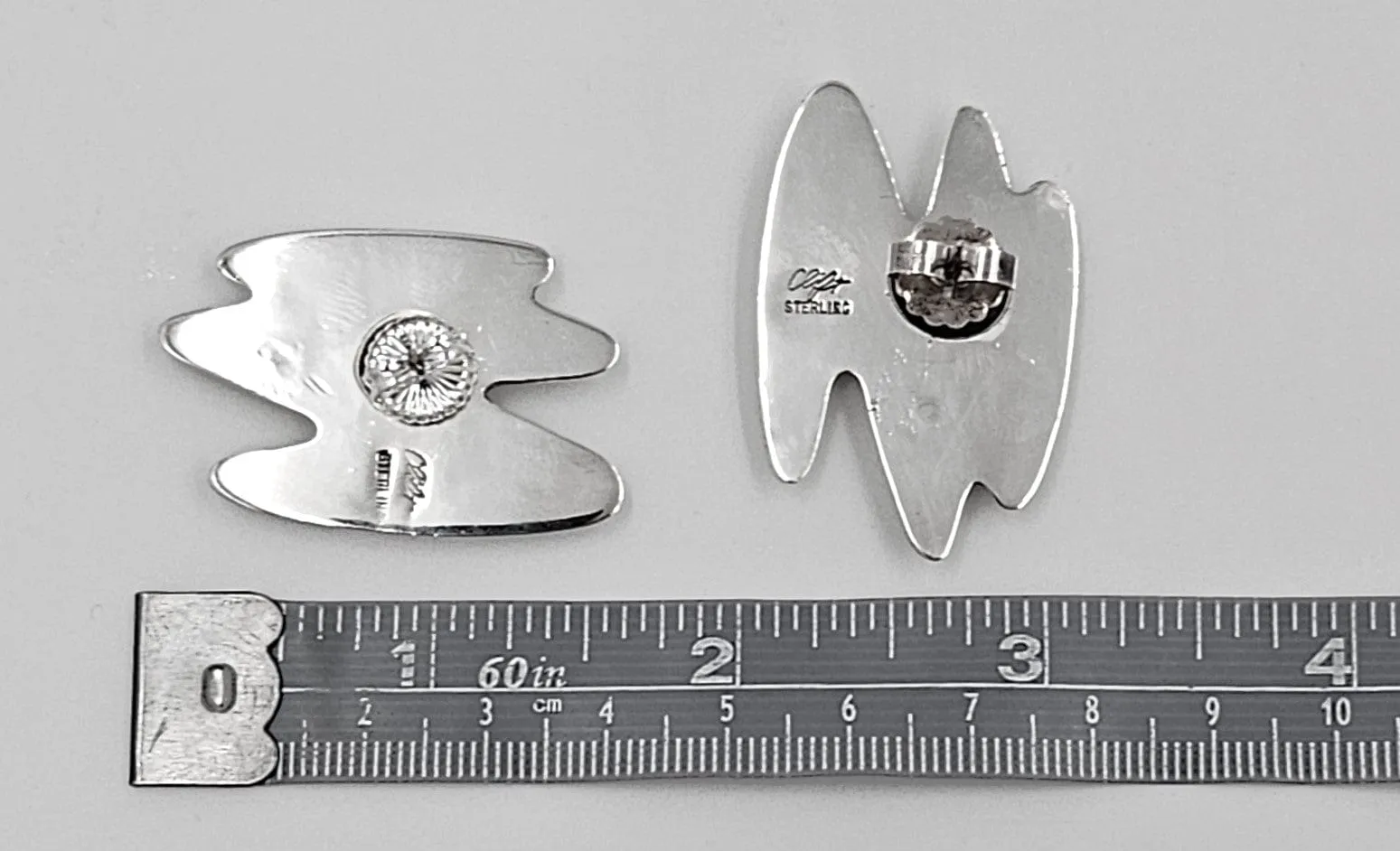 Designer Joe Clift Sterling Silver Large Modernist Earrings Circa 1960/70's