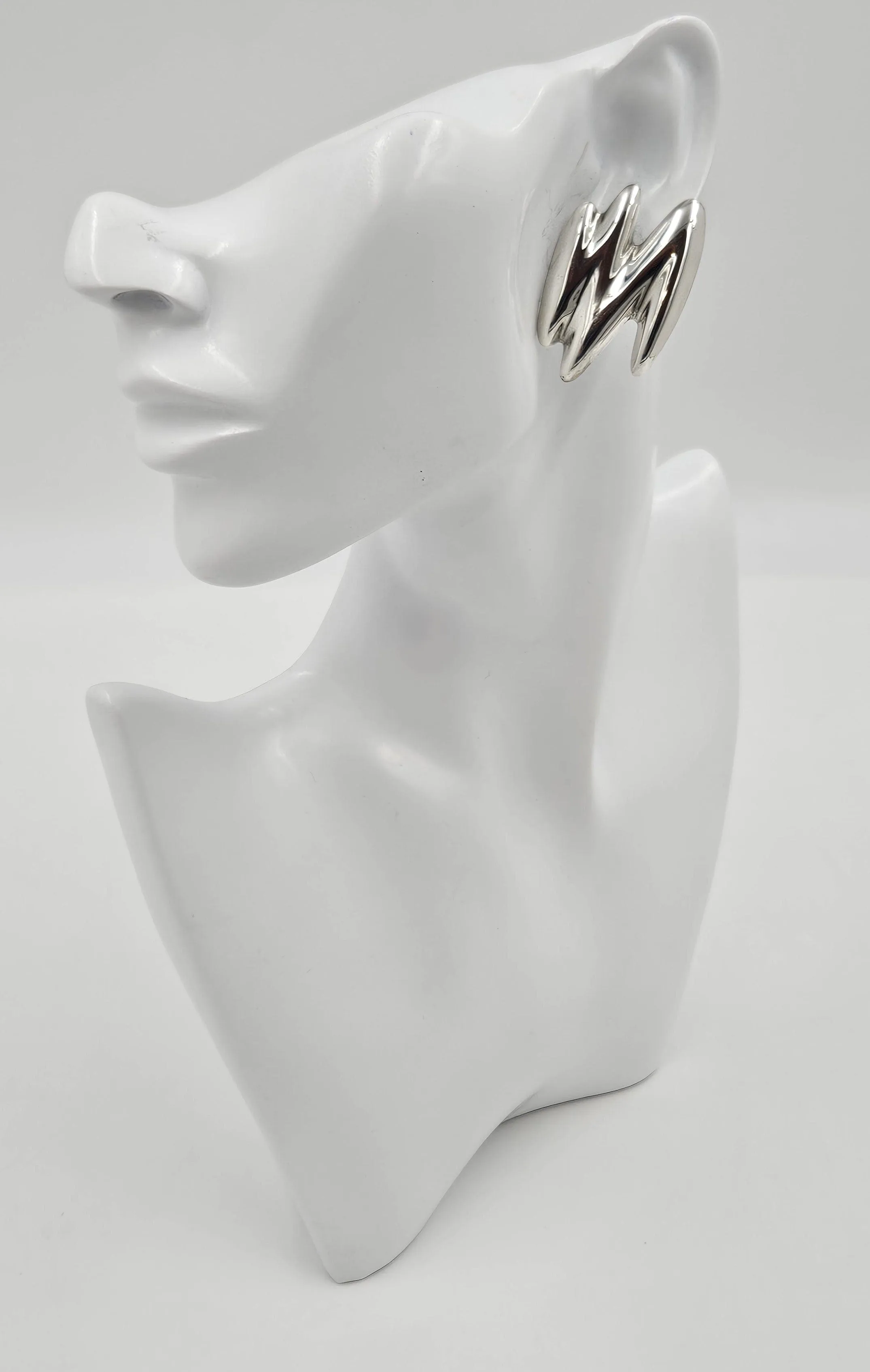 Designer Joe Clift Sterling Silver Large Modernist Earrings Circa 1960/70's