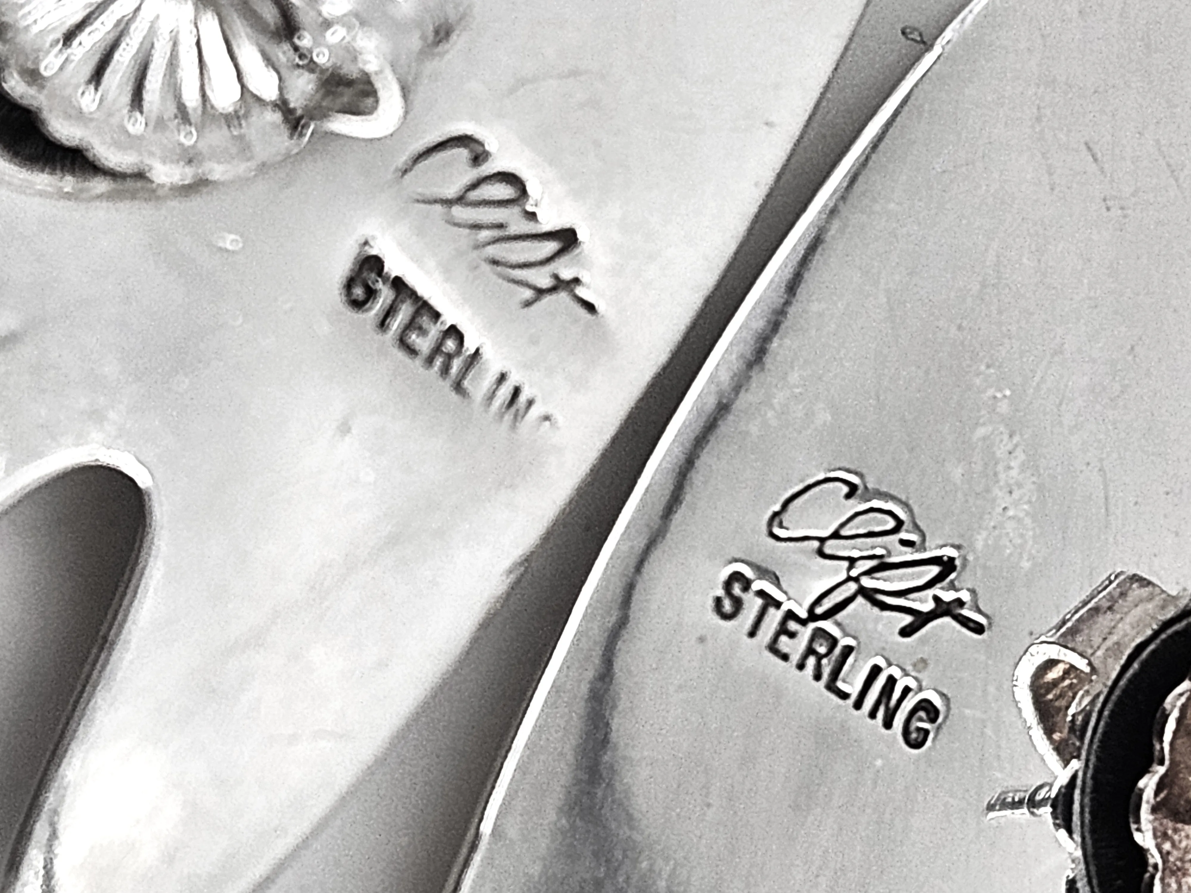 Designer Joe Clift Sterling Silver Large Modernist Earrings Circa 1960/70's