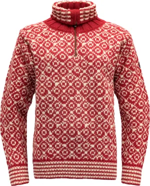 Devold Unisex Svalbard Wool Zip Neck  Hindberry/Offwhite | Buy Devold Unisex Svalbard Wool Zip Neck  Hindberry/Offwhite here | Outnorth