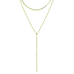 Diamond Cut Lariat Double Chain Necklace