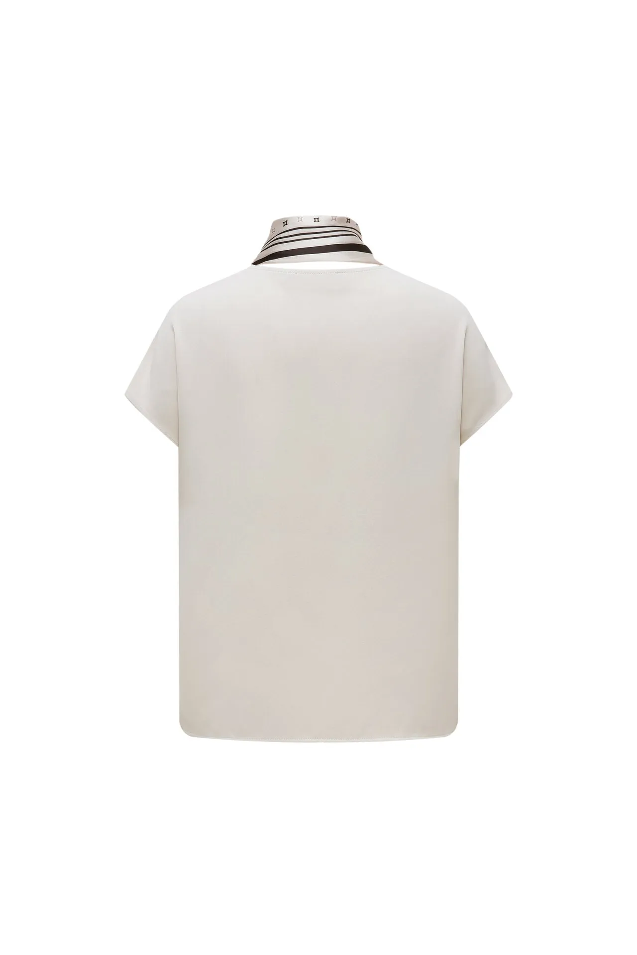 Diamond Shape V-neck Blouse with Printed Scarf