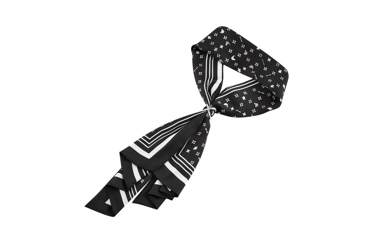 Diamond Shape V-neck Blouse with Printed Scarf