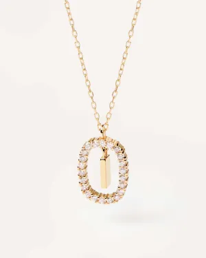 Diamonds and Gold Letter I Necklace