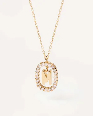 Diamonds and Gold Letter M Necklace