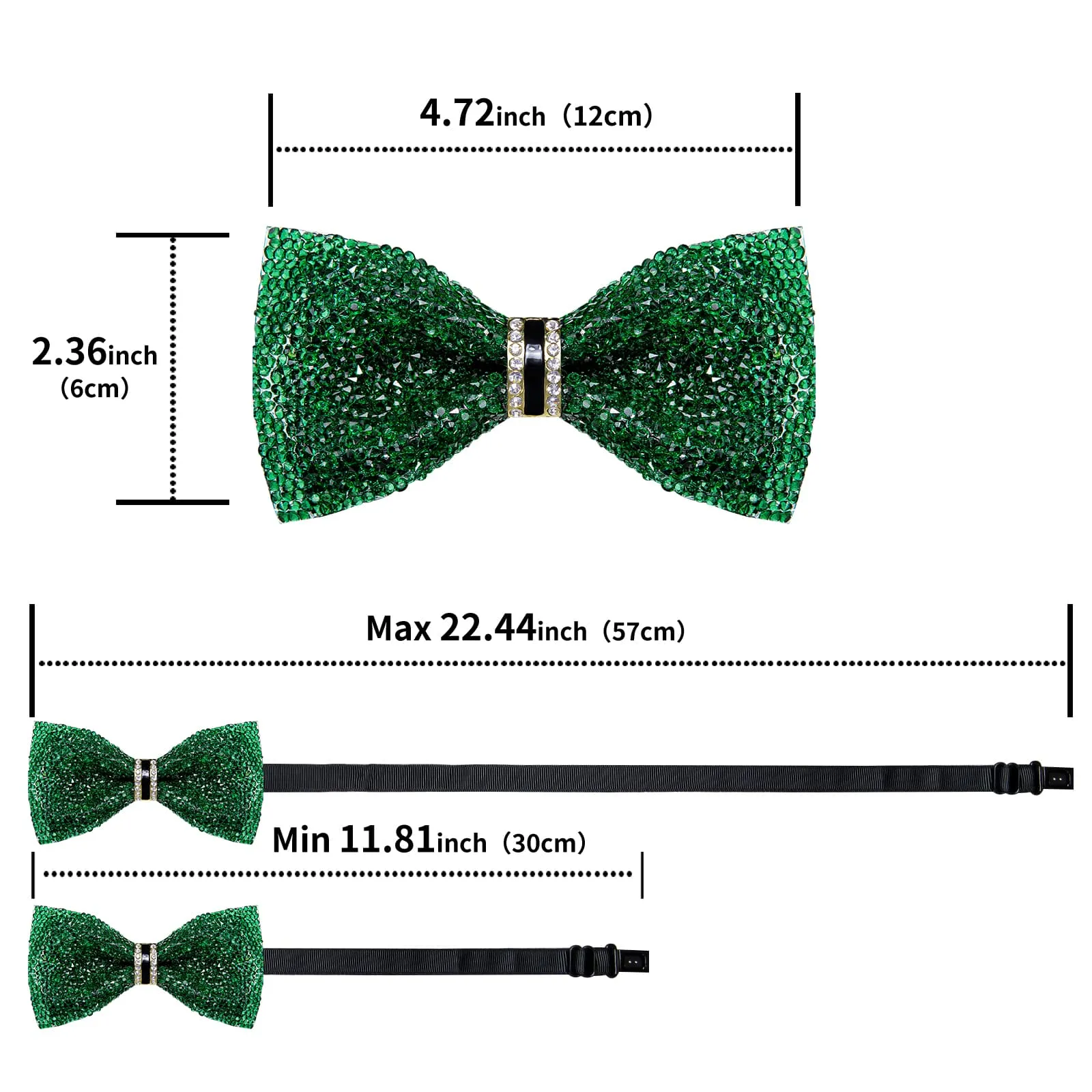 DiBanGu Imitation Diamond Bow Tie Emerald Green Crystal Men's Pre Tied Bow Ties