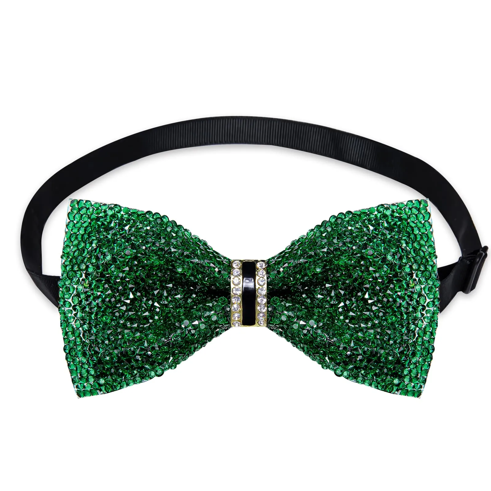 DiBanGu Imitation Diamond Bow Tie Emerald Green Crystal Men's Pre Tied Bow Ties