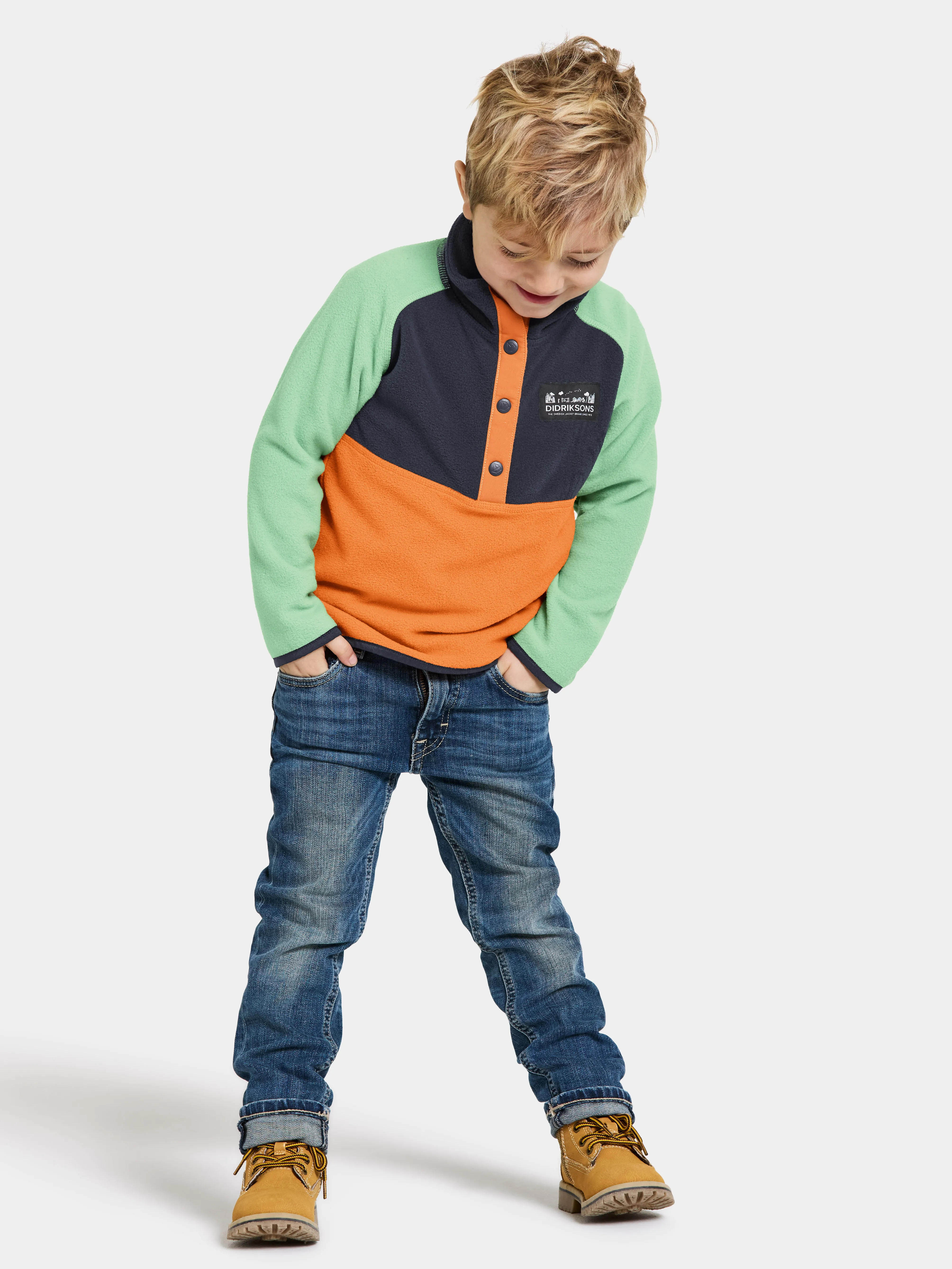 Didriksons Kids&#x27; Monte Half Button 4 Orange Jam | Buy Didriksons Kids&#x27; Monte Half Button 4 Orange Jam here | Outnorth