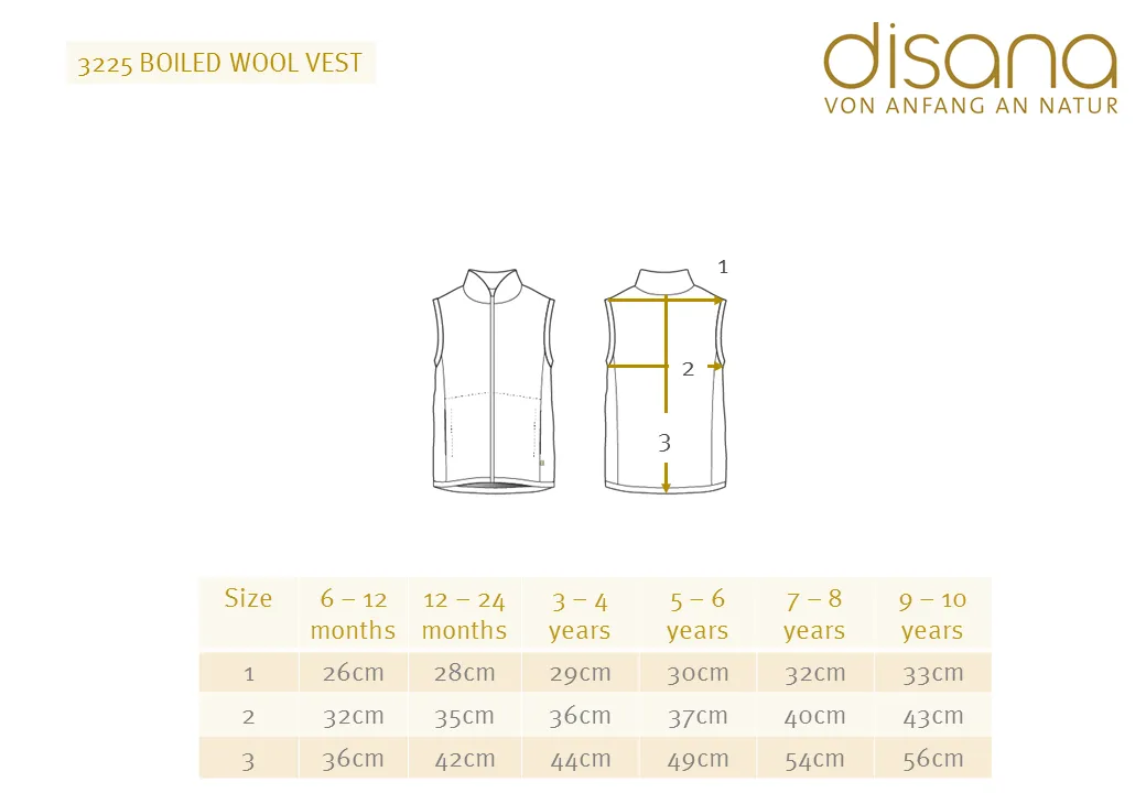 DISANA Boiled Wool Vest for Toddlers/Kids