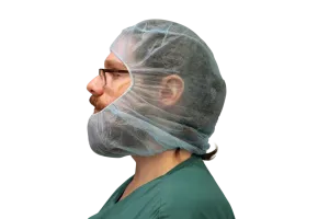 Disposable Surgeon Hood and Beard Cover, Blue