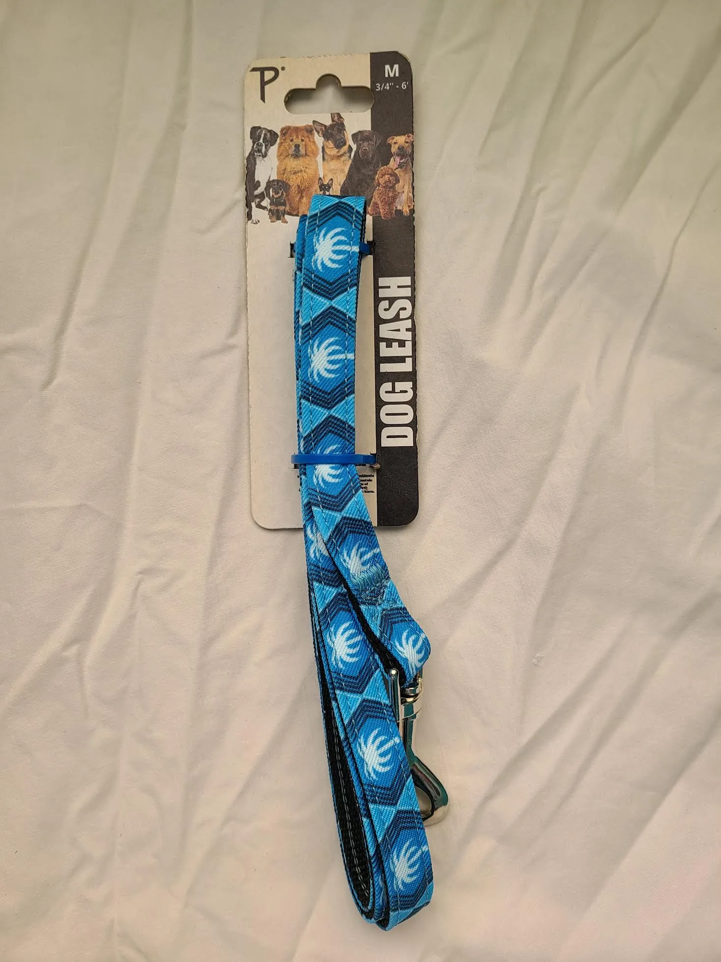 Dog Collar and Leash in Blue Palm