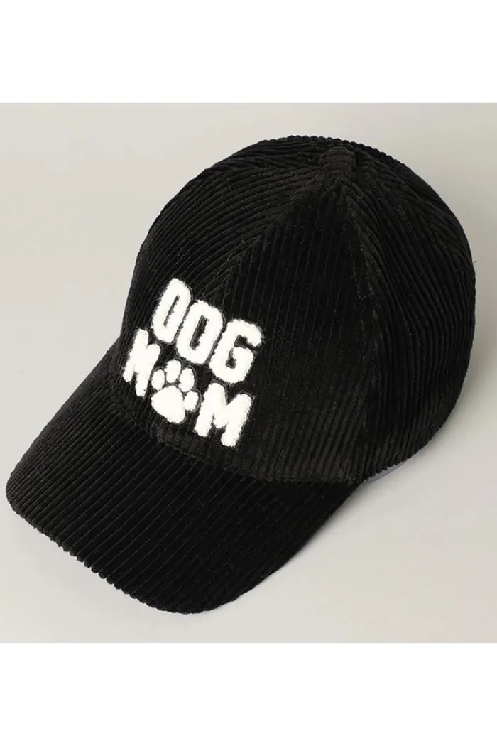 Dog Mom 3D Embroidered Corduroy Baseball Cap