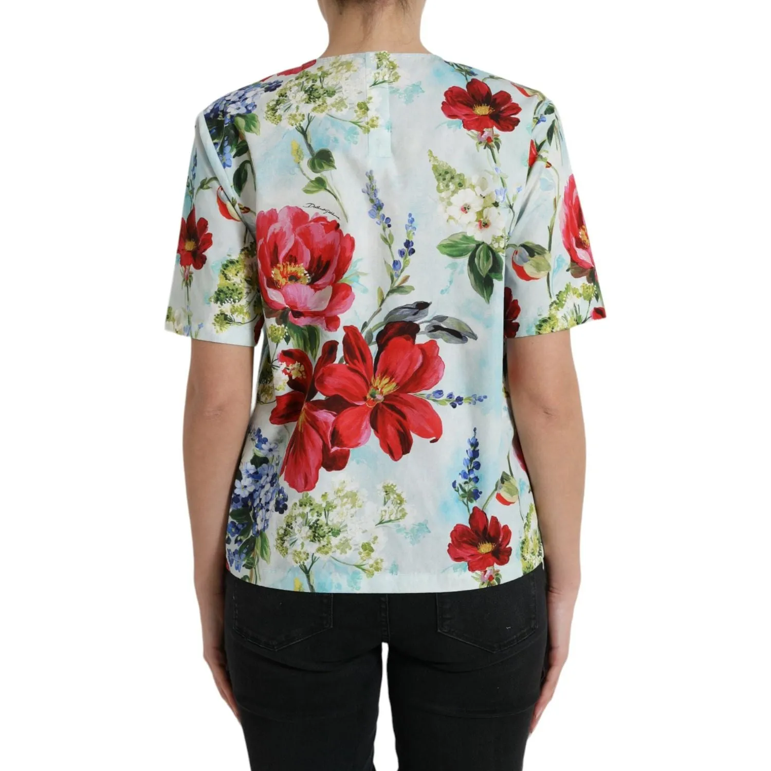 Dolce & Gabbana Chic Floral Round Neck Cotton Top