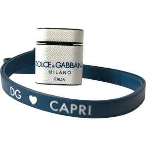 Dolce & Gabbana Chic Leather Airpods Case in Blue & White